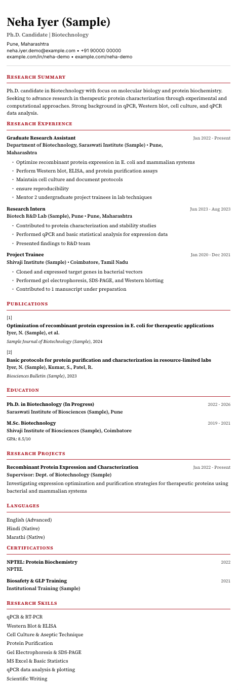 Researcher resume template preview